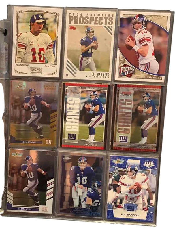 Photo 1 of 9-ELI MANNING FOOTBALL CARDS ONE NUMBERED
