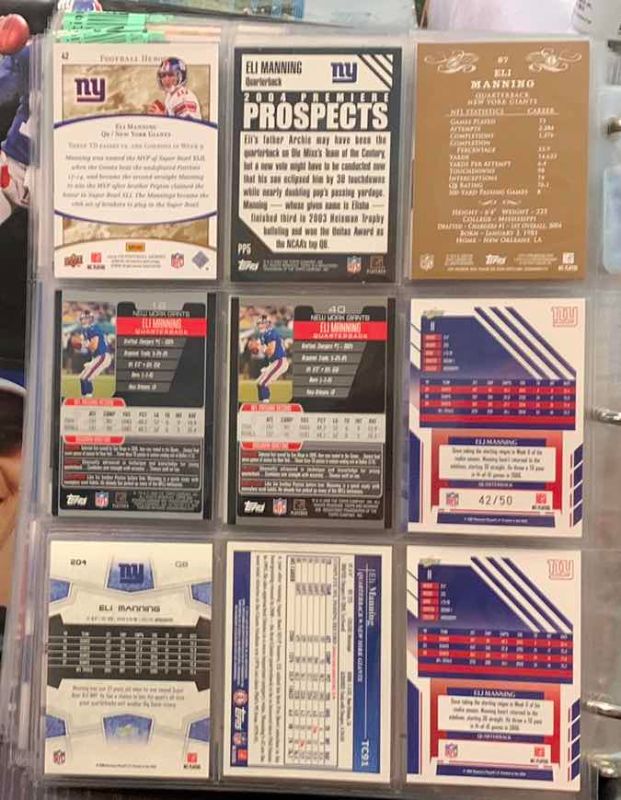 Photo 1 of 9-ELI MANNING FOOTBALL CARDS ONE NUMBERED
