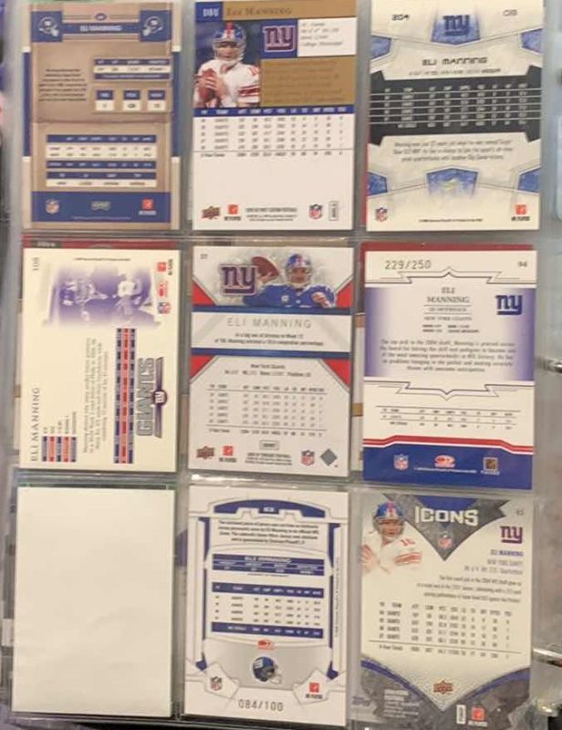 Photo 1 of 9-ELI MANNING FOOTBALL CARDS SOME NUMBERED