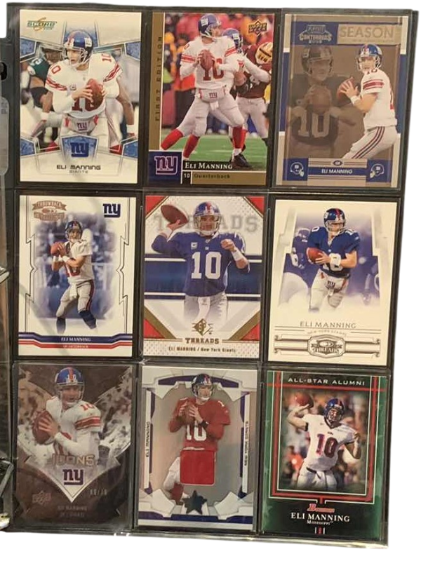 Photo 1 of 9-ELI MANNING FOOTBALL CARDS SOME NUMBERED