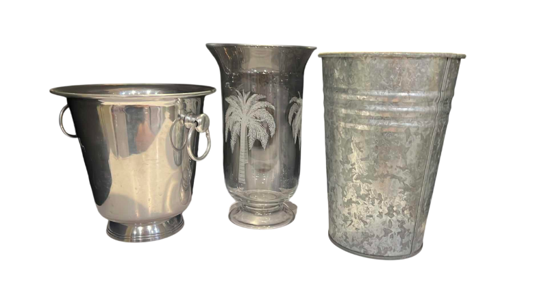 Photo 1 of GLASS AND METAL VASES 12” TALL