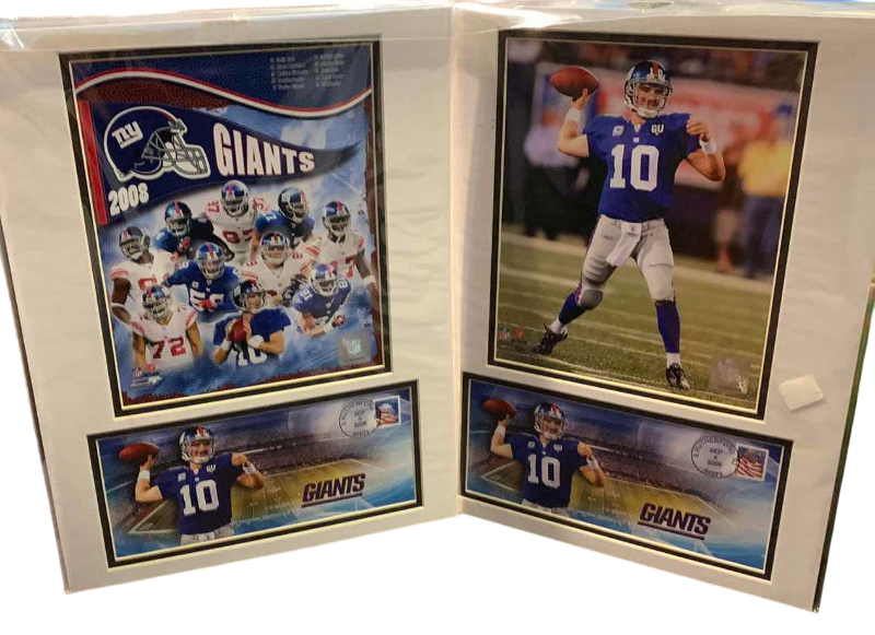 Photo 1 of 2- 8 X 10 ELI MANNING NFL AUTHENTICATED PICTURES AND FIRST DAY ISSUE STAMPS