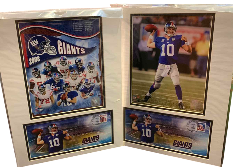 Photo 1 of 2- 8 X 10 ELI MANNING NFL AUTHENTICATED PICTURES AND FIRST DAY ISSUE STAMPS