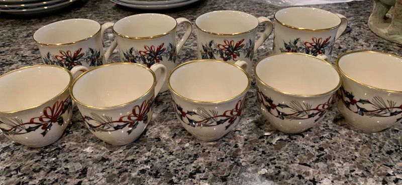 Photo 1 of LENOX "WINTER GREETINGS" CHRISTMAS DINNERWARE AND CUP SET  15 PIECE