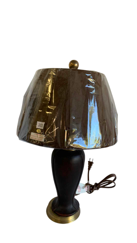 Photo 1 of LEATHER WRAPPED TABLE LAMP H 21”