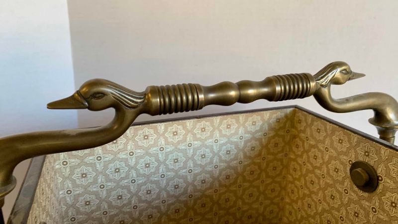 Photo 1 of LEATHER AND BRASS MAGAZINE HOLDER