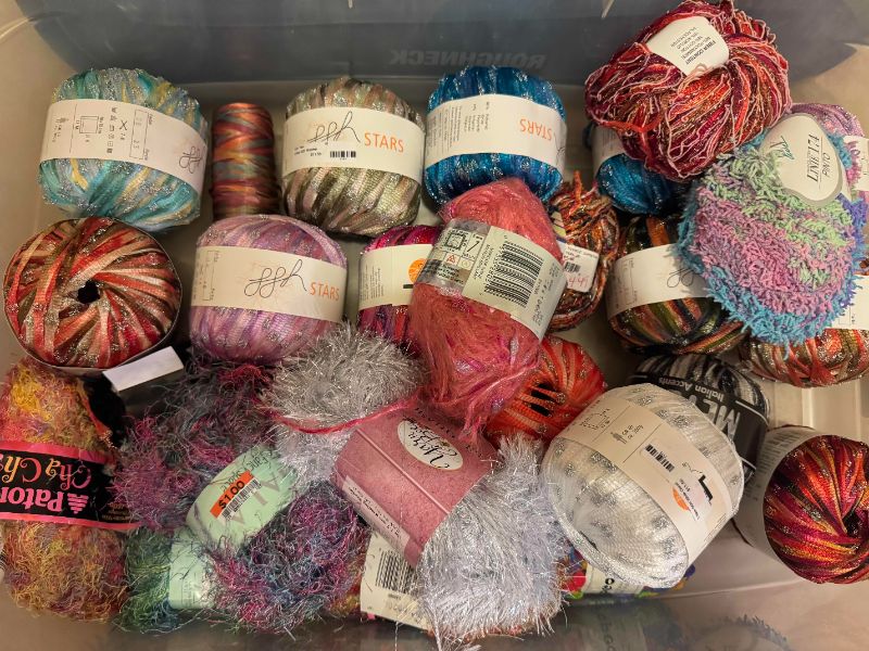 Photo 1 of TOTE OF SPECIALTY YARN/FIBER ART MATERIAL