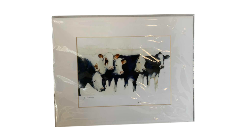 Photo 1 of AUTOGRAPHED COW WATERCOLOR 14” X 15”