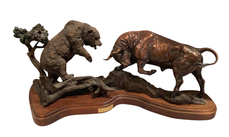 Photo 1 of “POWERFUL EXCHANGE” LIMITED EDITION BRONZE SCULPTURE BY LORENZO E. GHIGLIERI 33” X 13”