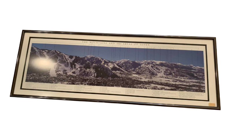 Photo 1 of FRAMED PHOTOGRAPH "MOUNTAINS AND SKI AREAS OF ASPEN" ARTWORK  43” X 15”