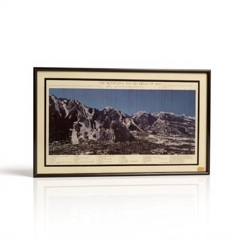Photo 1 of FRAMED PHOTOGRAPH "MOUNTAINS AND SKI AREAS OF ASPEN" ARTWORK  43” X 15”