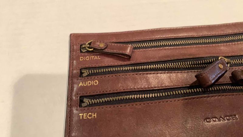 Photo 1 of COACH FAWN COLOR BLEECKER LEATHER ELECTRONIC CORD ZIP POUCH