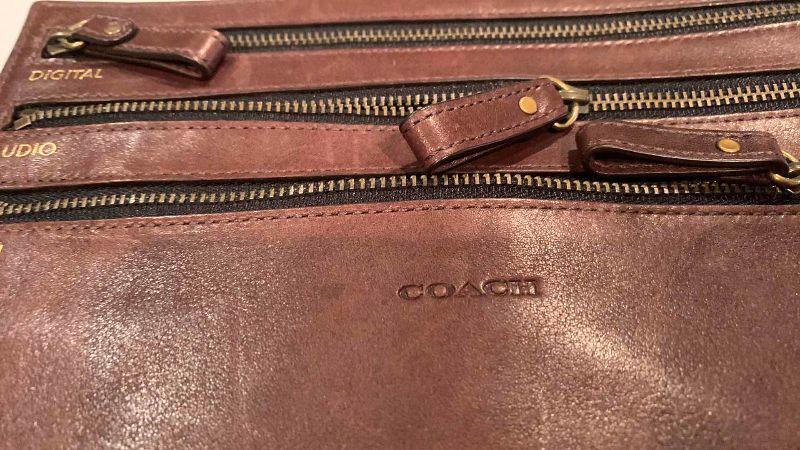 Photo 1 of COACH FAWN COLOR BLEECKER LEATHER ELECTRONIC CORD ZIP POUCH