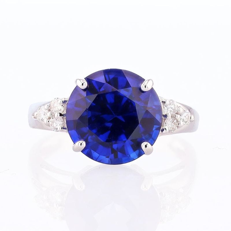 Photo 1 of Orianne 6.11ct Blue Sapphire and 0.14ctw Diamond 14K White Gold Ring (LAB GROWN)
Size 7 with Appraisal RN040173