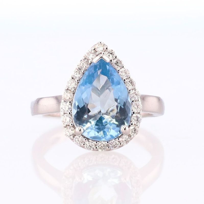 Photo 1 of Orianne 2.93ct Aquamarine and 0.40ctw Diamond Platinum Ring Size 7, with Appraisal N039020