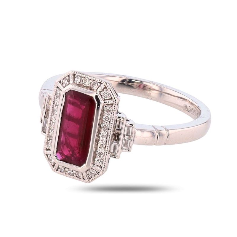 View 2 of Orianne 0.87ct Ruby and 0.23ctw Diamond Platinum Ring Size 7 with Appraisal “FINAL SALE, NO REFUNDS OR RETURNS ON FINE JEWELRY” RN038745