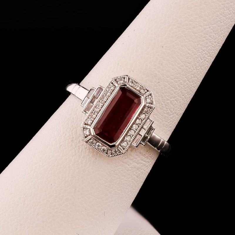 View 3 of Orianne 0.87ct Ruby and 0.23ctw Diamond Platinum Ring Size 7 with Appraisal “FINAL SALE, NO REFUNDS OR RETURNS ON FINE JEWELRY” RN038745