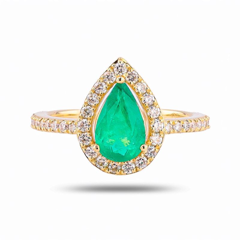 Photo 1 of Orianne 1.18ct Emerald and 0.44ctw Diamond 14K Yellow Gold Ring Size 6 3/4 with Appraisal
RN038382