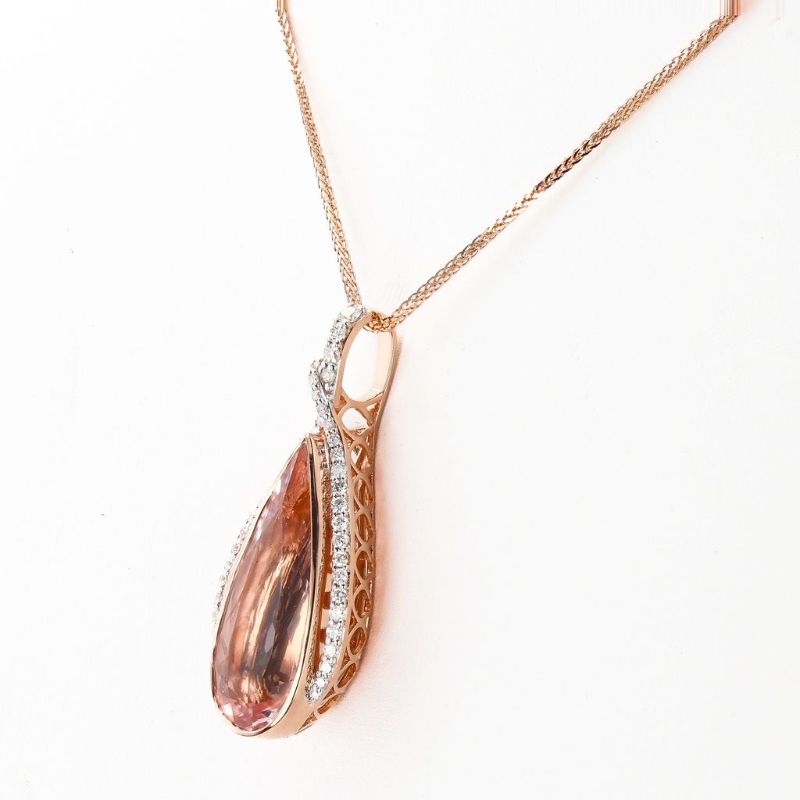 Photo 1 of Orianne 8.24ct Morganite and 0.45ctw Diamond 14K Rose and White Gold Pendant with Appraisal NK015988