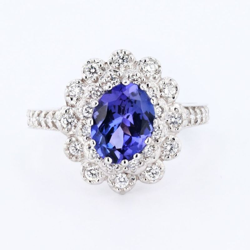 Photo 1 of Orianne 1.59ct Tanzanite and 0.47ctw Diamond 14K White Gold Ring Size 7 with Appraisal RN024407