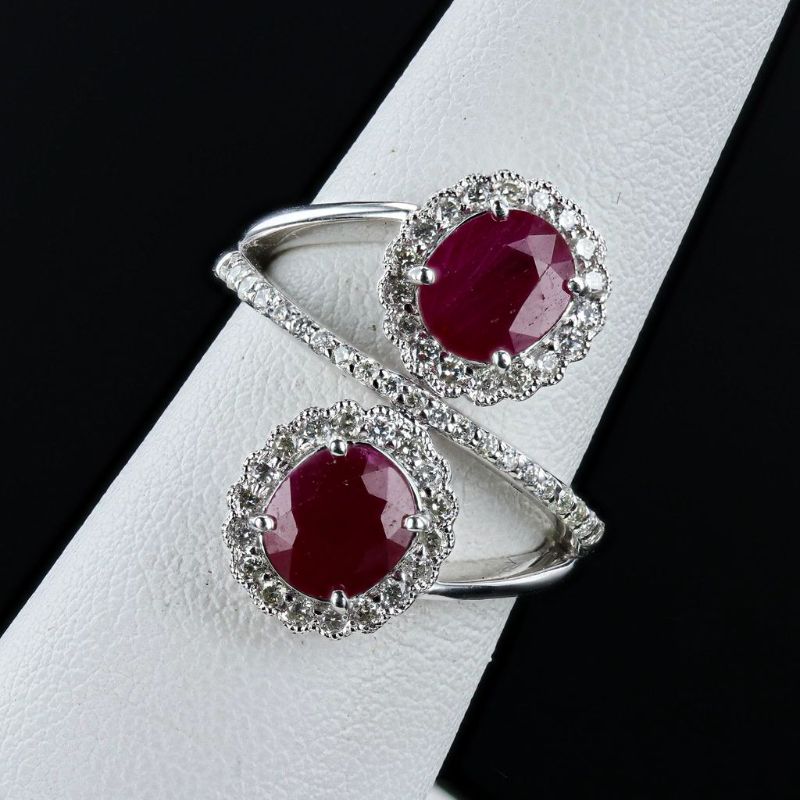 Photo 1 of Orianne 2.39ctw BURMESE Ruby and 0.48ctw Diamond Platinum Ring Size 7 (GIA CERTIFIED) with Appraisal RN037329