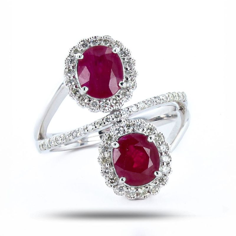 Photo 1 of Orianne 2.39ctw BURMESE Ruby and 0.48ctw Diamond Platinum Ring Size 7 (GIA CERTIFIED) with Appraisal RN037329