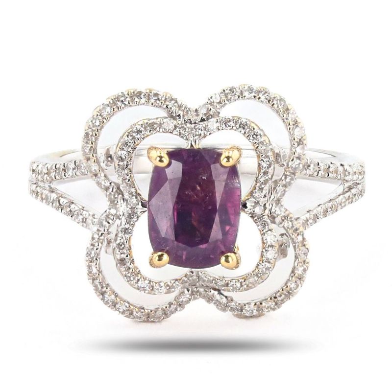 Photo 1 of Orianne 1.29ct Purplish Pink KASHMIR Sapphire and 0.35ctw Diamond 18K White and Yellow Gold Ring Size 6 1/4 (GIA CERTIFIED) with Appraisal RN036263