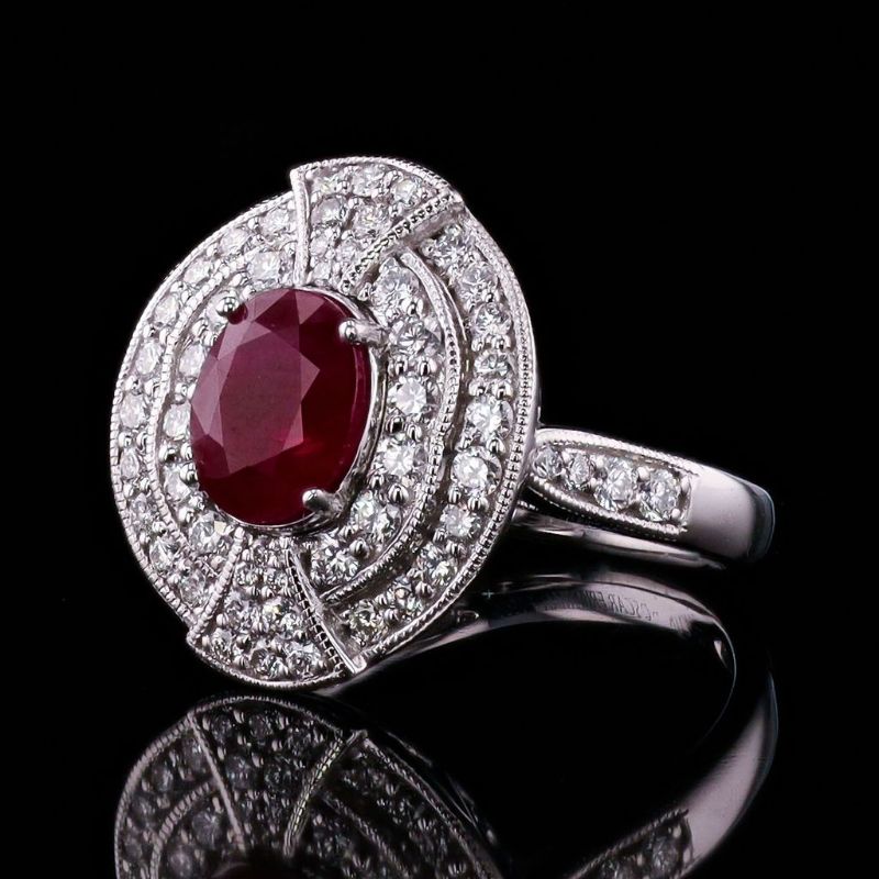 Photo 1 of Orianne 2.11ct BURMESE Ruby and 0.75ctw Diamond Platinum Ring Size 7 (GIA CERTIFIED) with Appraisal RN038568