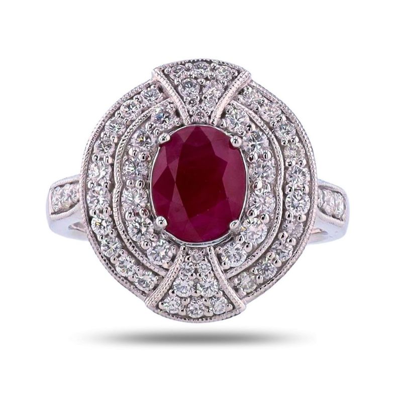 Photo 1 of Orianne 2.11ct BURMESE Ruby and 0.75ctw Diamond Platinum Ring Size 7 (GIA CERTIFIED) with Appraisal RN038568