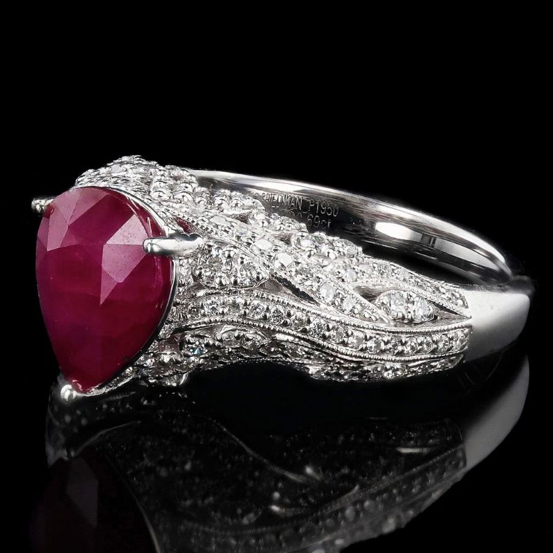 Photo 1 of Orianne 3.02ct BURMESE Ruby and 0.69ctw Diamond Platinum Ring size 6 3/4 (GIA CERTIFIED) with Appraisal RN036291