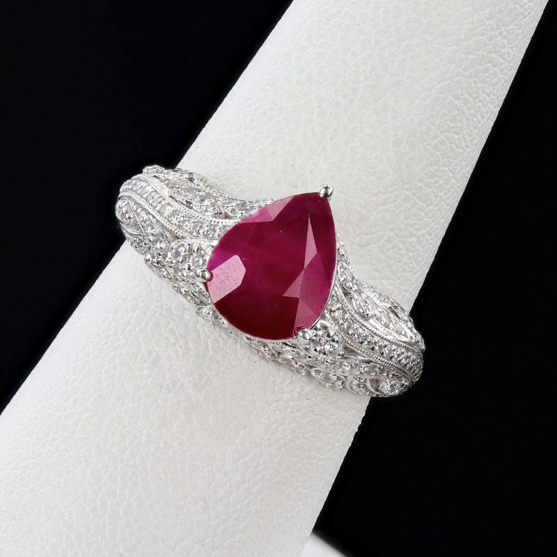 Photo 1 of Orianne 3.02ct BURMESE Ruby and 0.69ctw Diamond Platinum Ring size 6 3/4 (GIA CERTIFIED) with Appraisal RN036291