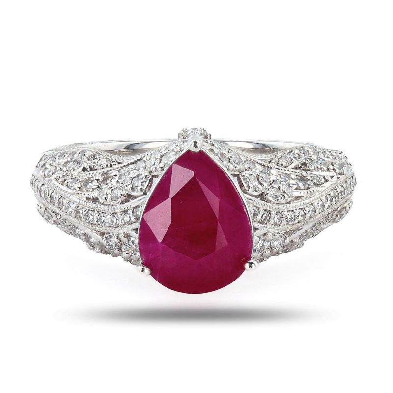 Photo 1 of Orianne 3.02ct BURMESE Ruby and 0.69ctw Diamond Platinum Ring size 6 3/4 (GIA CERTIFIED) with Appraisal RN036291