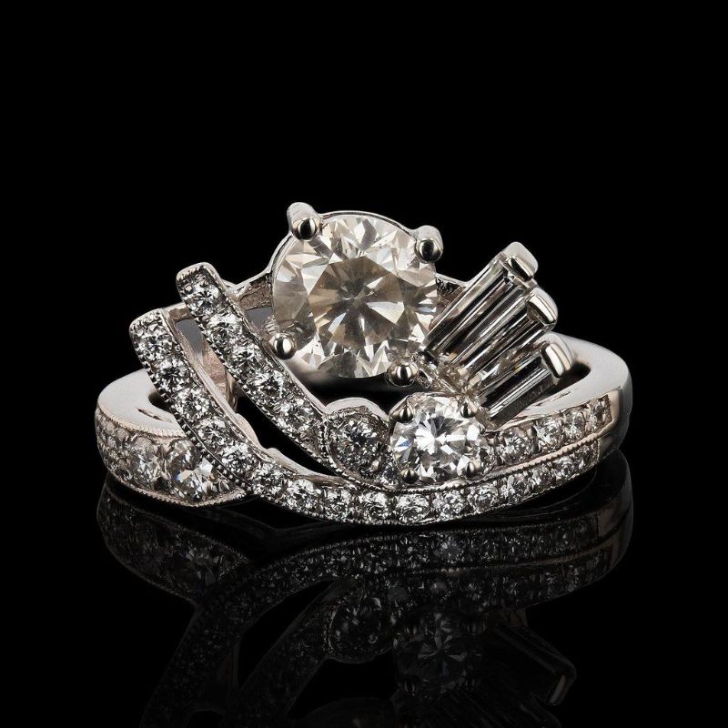 Photo 1 of Orianne 1.01ct Diamond Platinum Ring size 6 3/4 (1.80ctw Diamonds) with Appraisal RN028588