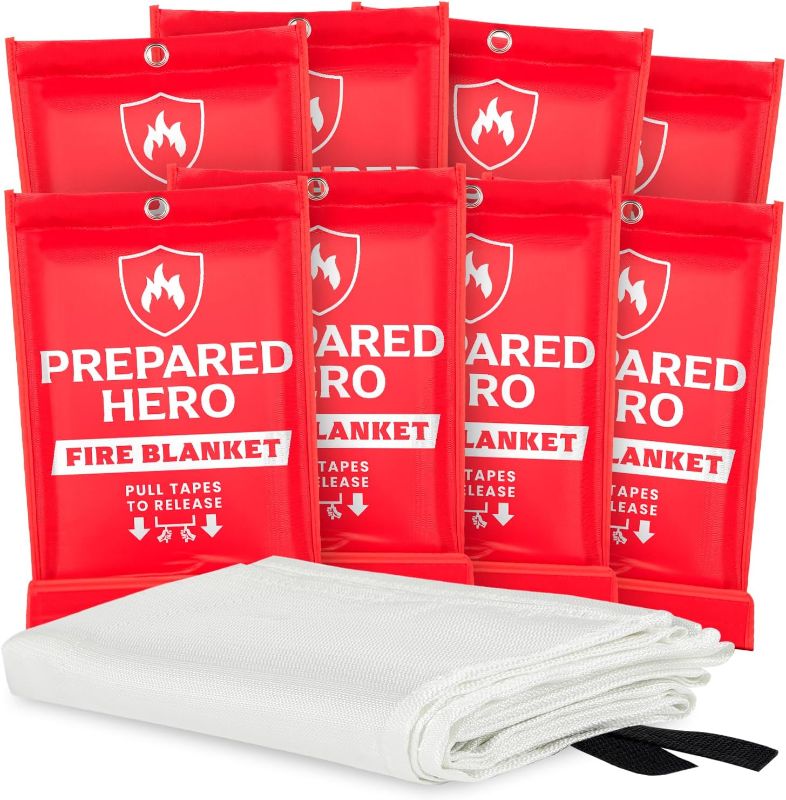 Photo 1 of Prepared Hero Emergency Fire Blanket - 10 Pack - Fire Suppression Blanket for Kitchen, 40” x 40” Fire Blanket for Home, Fiberglass Fire Blanket
