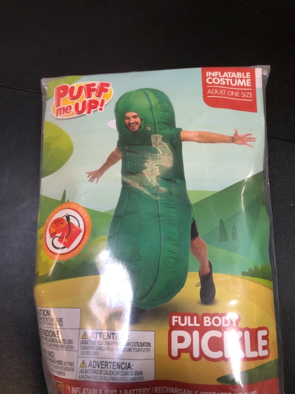 Photo 1 of Spooktacular Creations Pickle Inflatable Costume for Adult, Full-Body Air Blow Up Costumes, Funny Pickle Costumes for Halloween Costume Parties