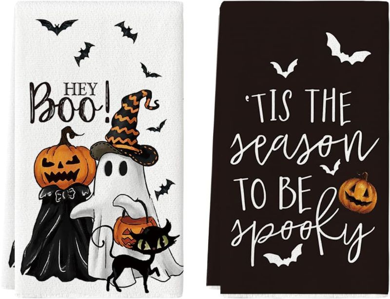 Photo 1 of 









Artoid Mode Ghost Pumpkins Bats Cat Hey Boo Halloween Kitchen Towels Dish Towels, 18x26 Inch Seasonal Decoration Hand Towels Set of 2

