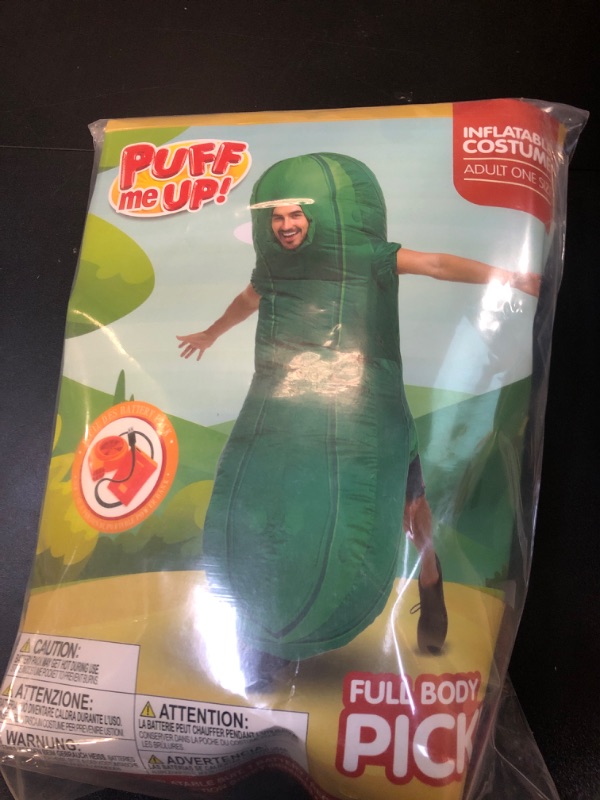 Photo 2 of Spooktacular Creations Pickle Inflatable Costume for Adult, Full-Body Air Blow Up Costumes, Funny Pickle Costumes for Halloween Costume Parties