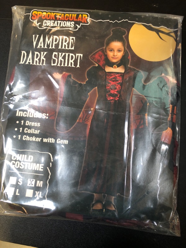 Photo 2 of Spooktacular Creations Girl Vampire Costume, Halloween Kids Scary Vampire Queen Costume for Halloween Dress Up-M(8-10yr)