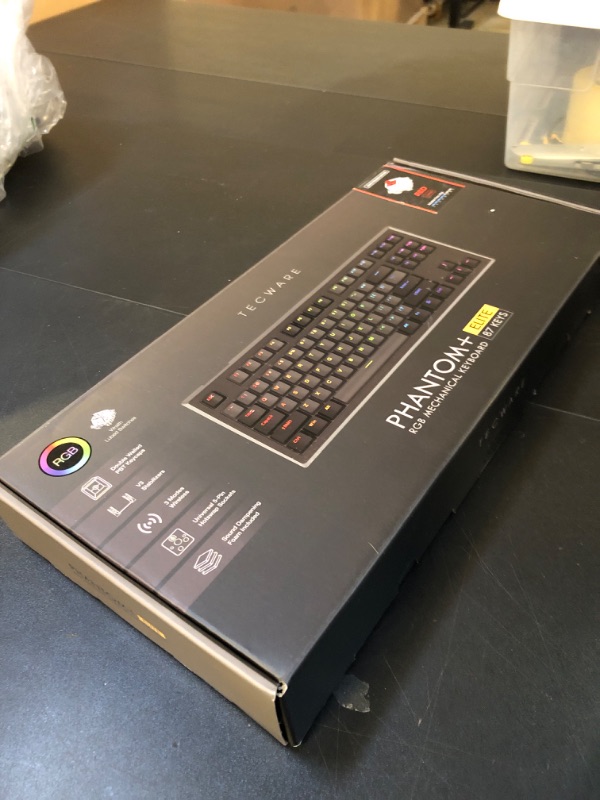 Photo 1 of TECWARE Phantom+ Elite 87 Key RGB Mechanical Gaming Keyboard, LED Backlit, Universal Hot-Swap, Wired and Wireless, 3 Mode Connectivity, Thocky Sounding, Black Elite Wraith Red