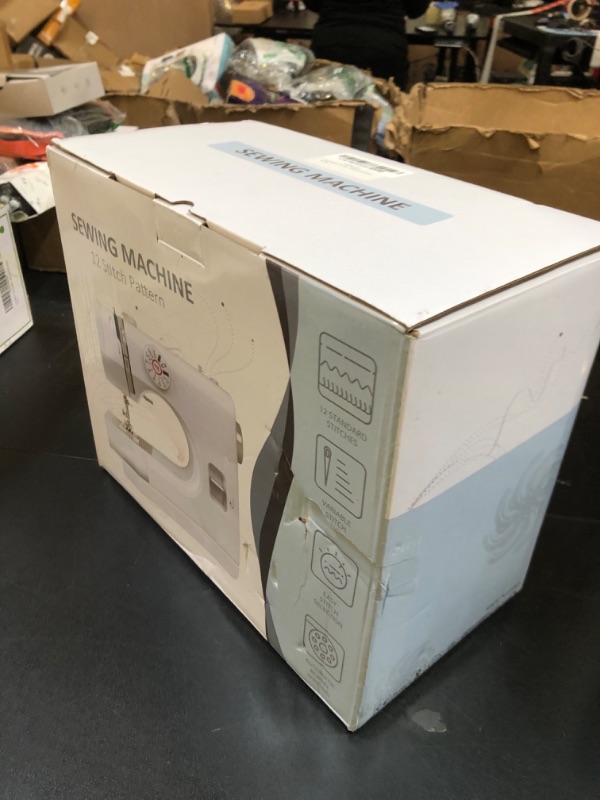 Photo 1 of Sewing Machine, Mini Sewing Machine, Electric Portable Sewing Machine for Beginners, 12 Stitch Dual Speed with Extension Table & Foot Pedal & Sewing Kit (Basic Version)