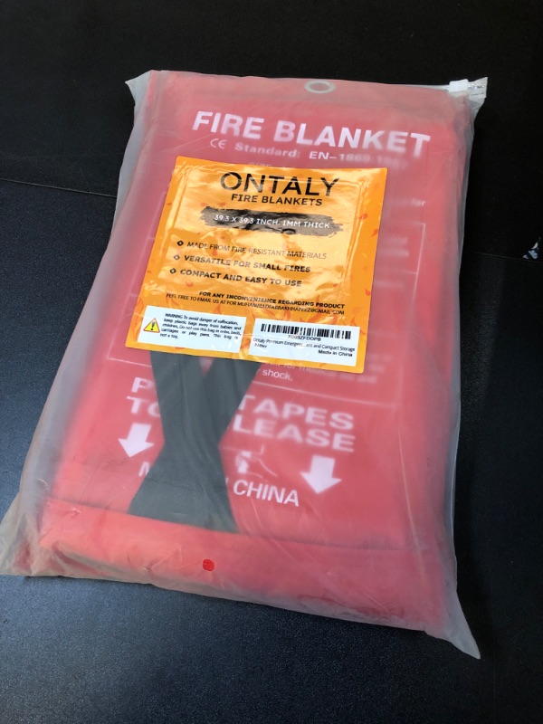 Photo 2 of 2 Pcs Emergency Fire Blankets for Home and Kitchen - Fire Safety Blanket Heat-Resistant - Fire Cloth for Camping, Outdoor, Vehicle 40x40 Inches