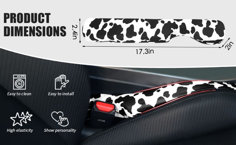 Photo 1 of 2 Pack Car Seat Gap Filler, Universal Gap Stopper Gap Catcher Car Crevice Blocker Pad Universal Fit Organizer Stop Things from Dropping Under (Cow Print)