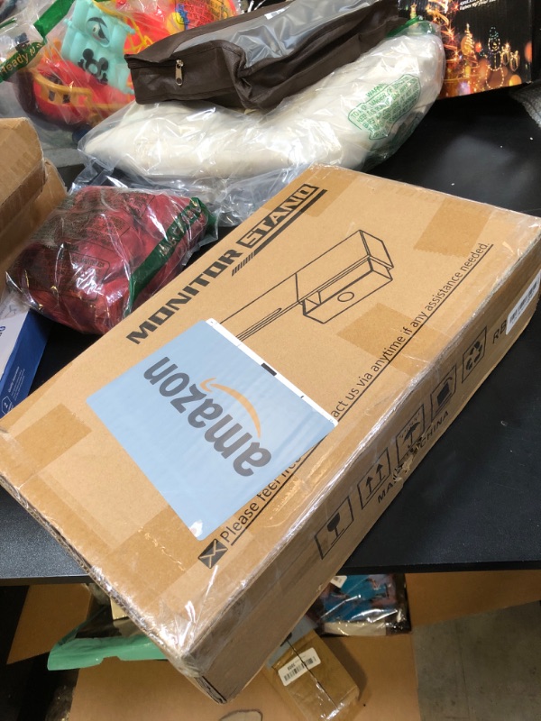 Photo 1 of WESTREE Dual Monitor Stand Riser with Two Drawers, Extra Large Storage for 2 Monitors, Desktop Organizer Computer,Laptop,Screen,Printer,TV