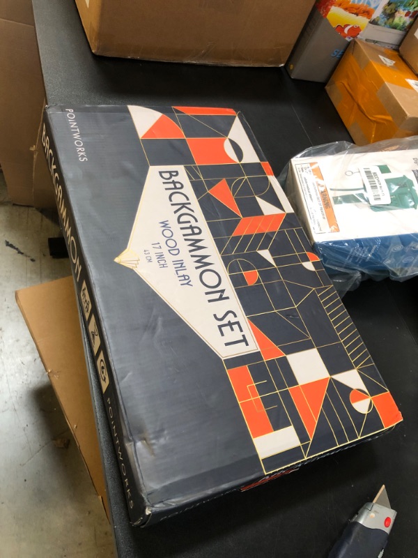 Photo 1 of Pointworks 17 Inch Backgammon Sets for Adults. Beautiful Wood Inlaid Backgammon Board Game Set with Unique Checkers & Dice. Large Travel Backgammon Set for Adults, Backgammon Game for 2 Players