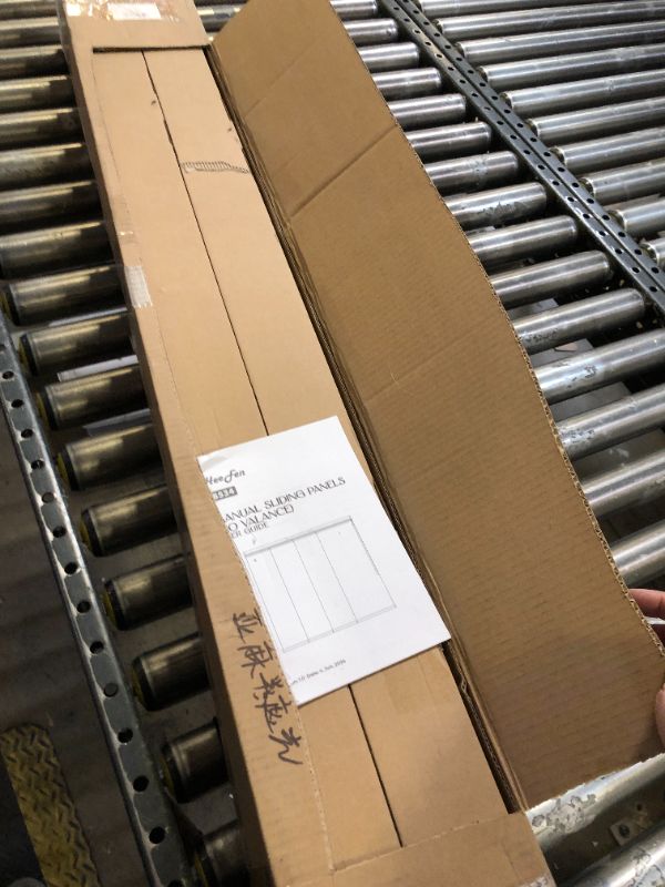 Photo 1 of Heefen Adjustable Panel Track Blinds Light Filtering Vertical Blinds, Retractable Track from 42" to 74" W, Trimmable Panel Up to 96" H (White)