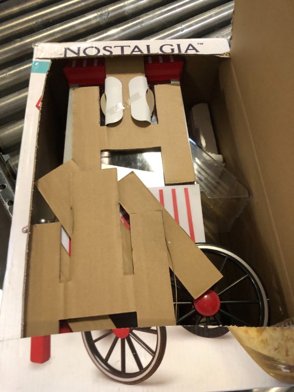 Photo 1 of Nostalgia Vintage Hot-Air Popcorn Maker Machine - Makes Up to 12 Cups - Oil-Free - Healthier Popcorn - Classic Stand-Up Cart With Wheels - Includes Kernel Measuring Cup - White & Red