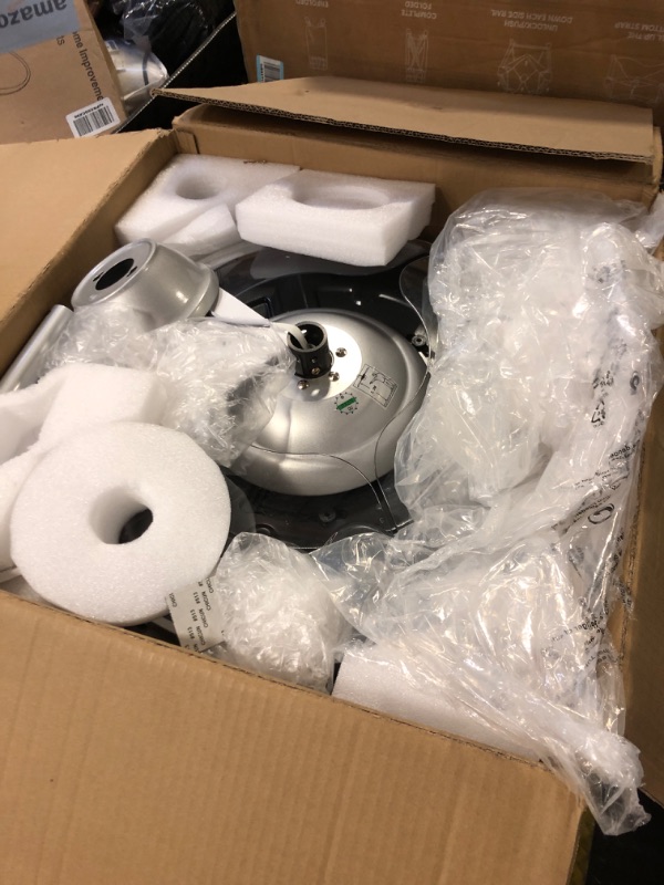 Photo 1 of FIDGRA 42 Inch Retractable Ceiling Fan, Chandelier Ceiling Fans with Lights, Silent DC Motor, 6 Speeds, 3 Color Changing, Bedroom Ceiling Fan with Lights (Silver)