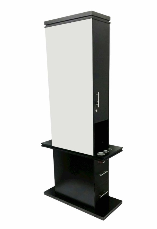 Photo 1 of SALON EQUIPMENT FACTORY BLACK DUAL SIDED MIRROR BEAUTY SALON STATION (READ NOTES)