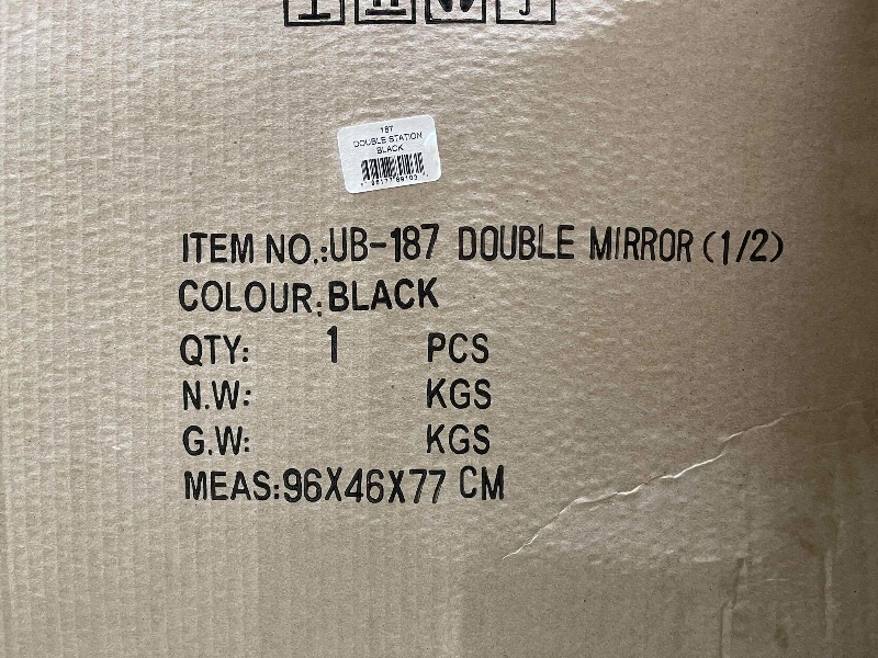 Photo 1 of SALON EQUIPMENT FACTORY BLACK DUAL SIDED MIRROR BEAUTY SALON STATION (READ NOTES)
