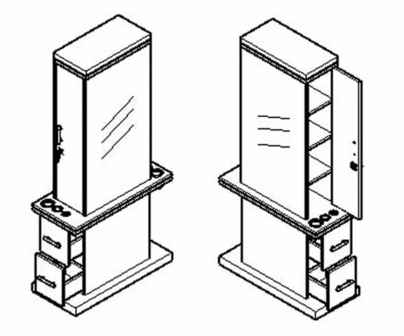 Photo 1 of SALON EQUIPMENT FACTORY BLACK DUAL SIDED MIRROR BEAUTY SALON STATION (READ NOTES)
